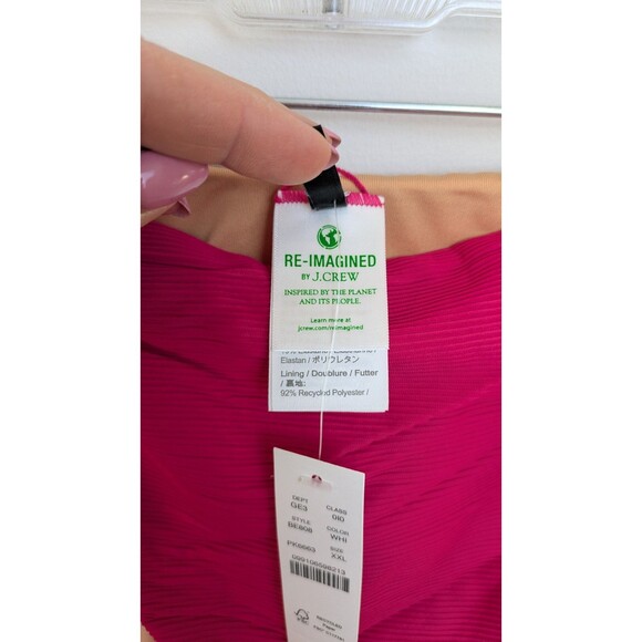 J.Crew Ribbed High-Rise Classic Cheeky Bikini Bottom Hot Pink SZ XXL NWT - Picture 6 of 14